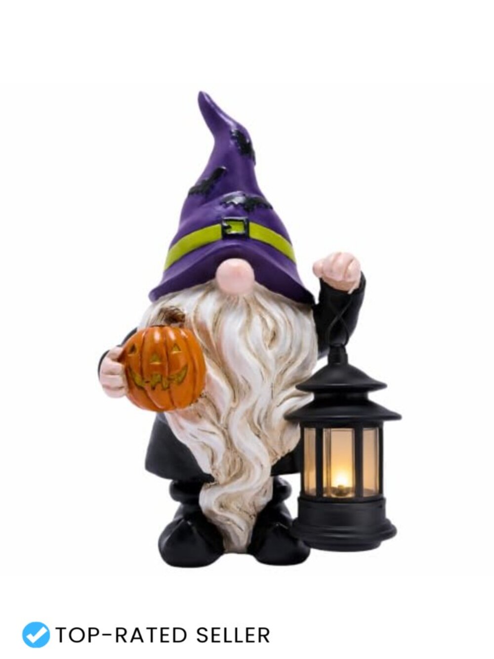 Solar Halloween Gnome Statue Resin Garden Decor Lantern